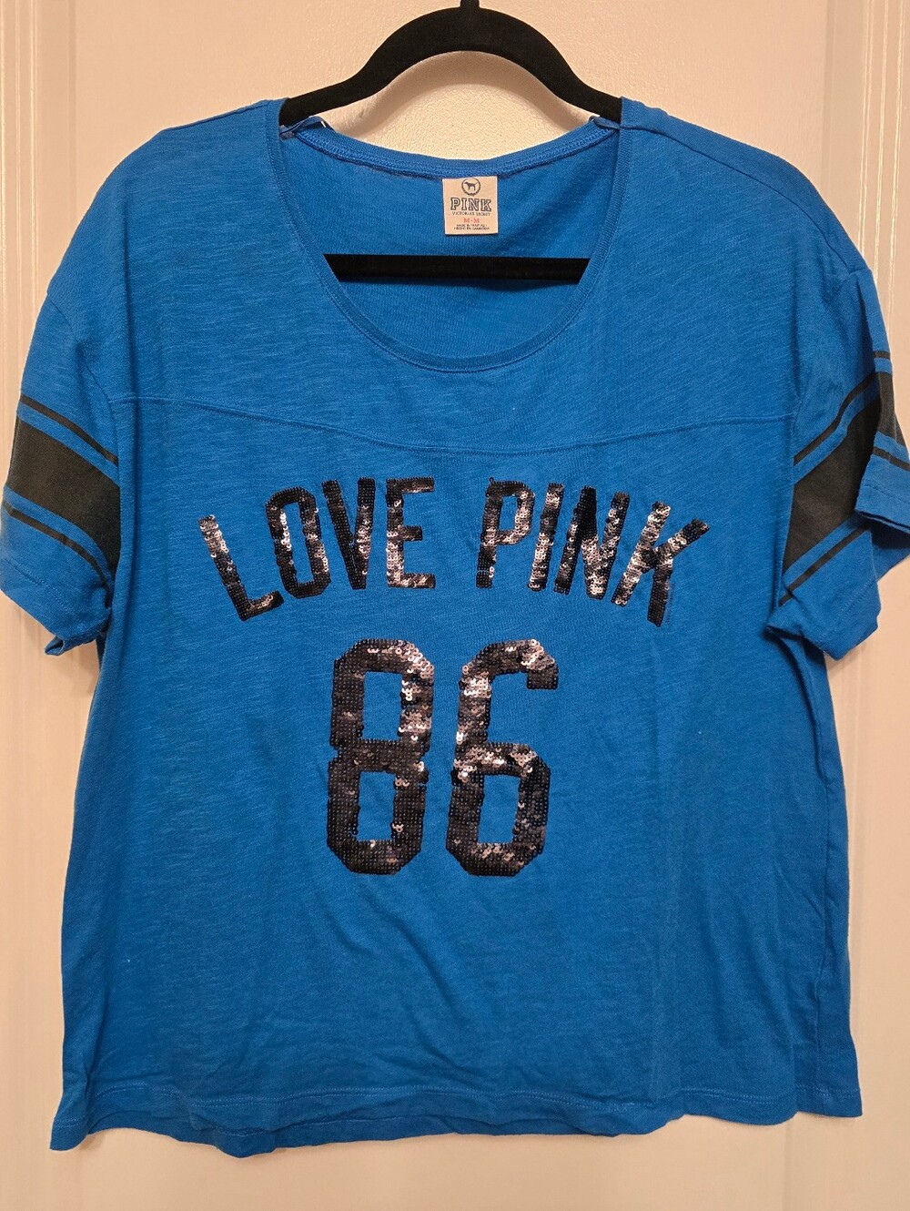 PINK Victoria's Secret Blue Scoop Neck Tee